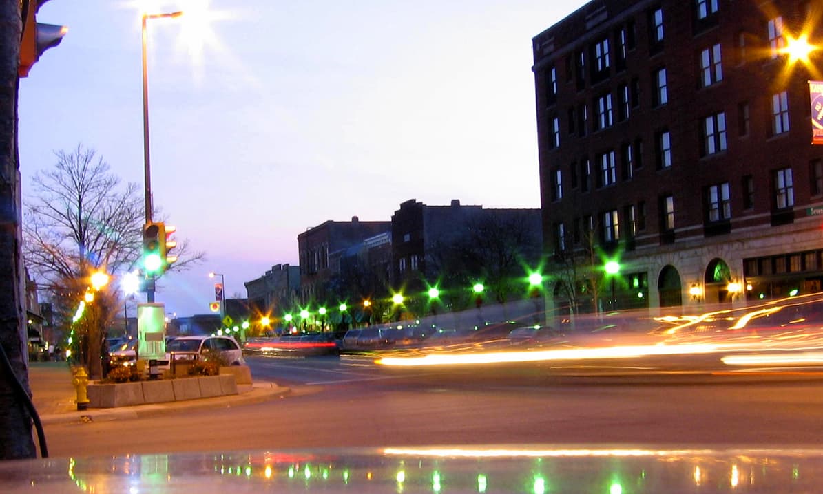 Downtown Lawrence, Kansas along Massachusetts Street
